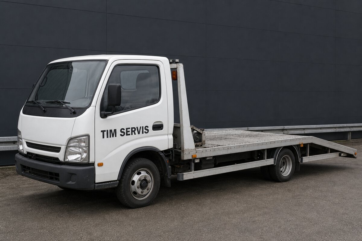 Mali bijeli kamion TIM servis s navozom